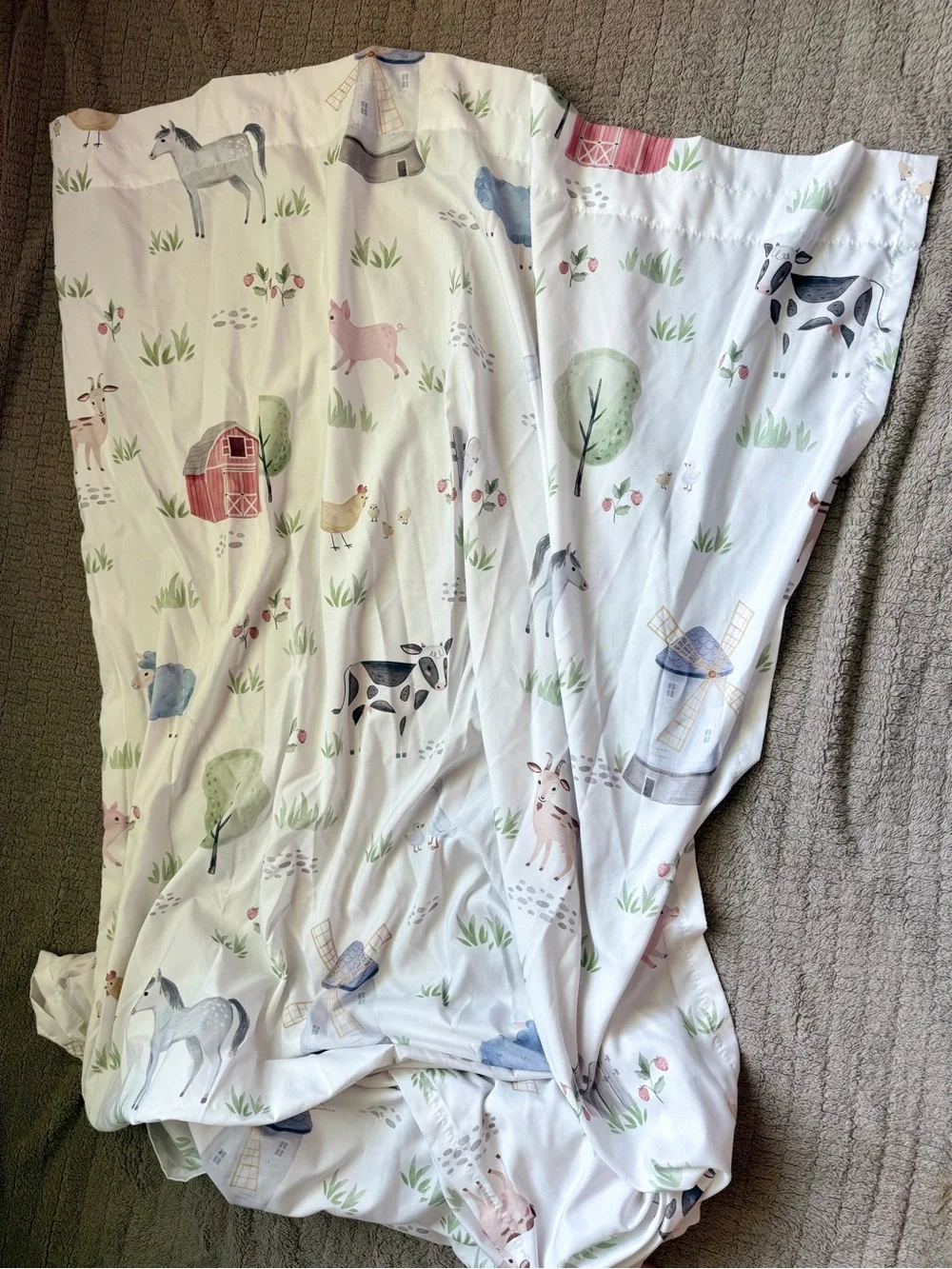 Sweet Jojo designs watercolor farm animal bedroom set with curtains